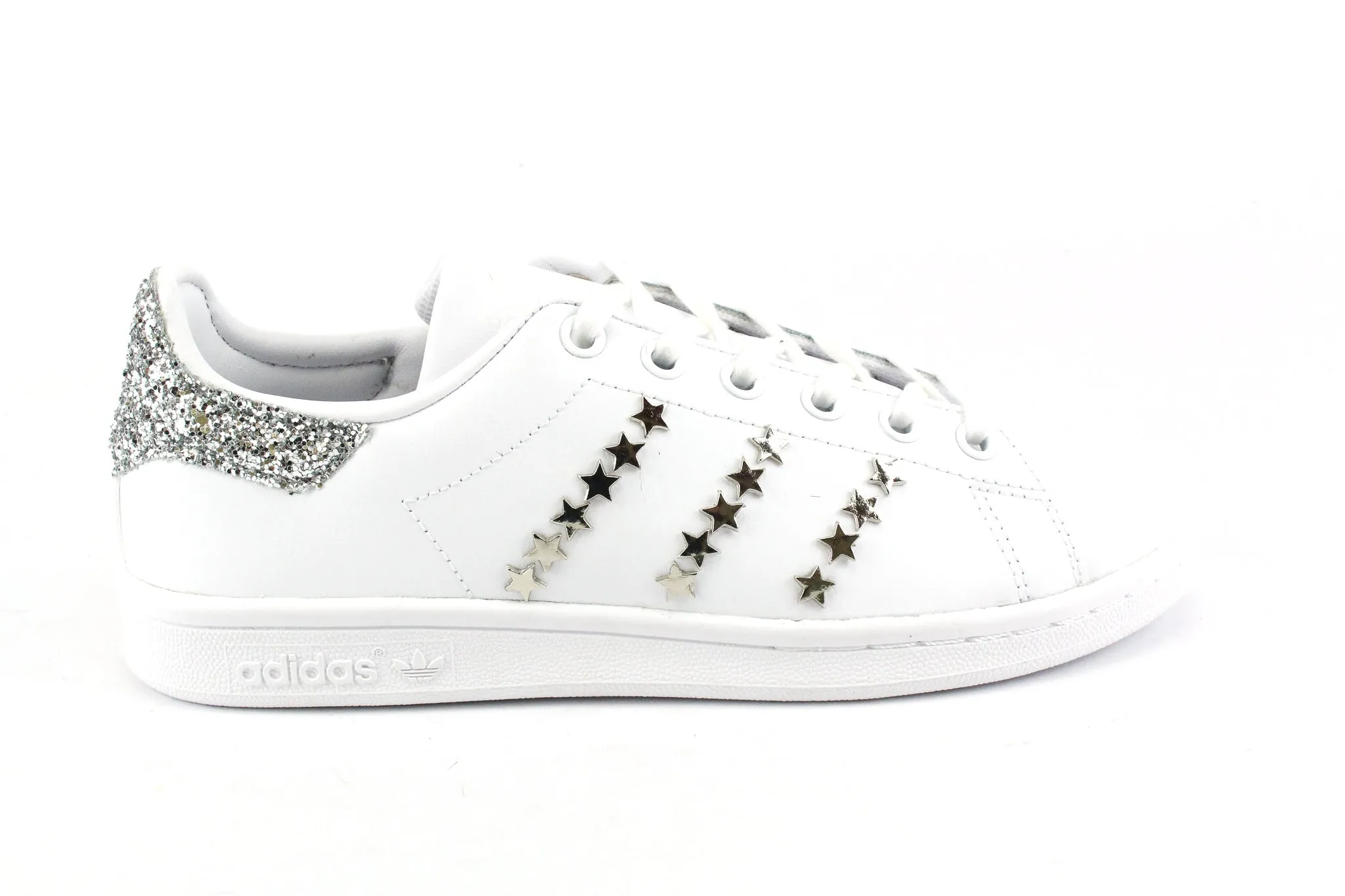 Adidas Stan Smith J Silver Glitter & Borchie Stelline