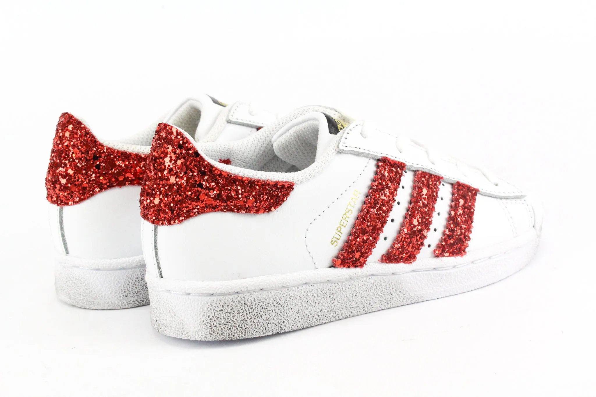 Adidas Superstar J Red Glitter