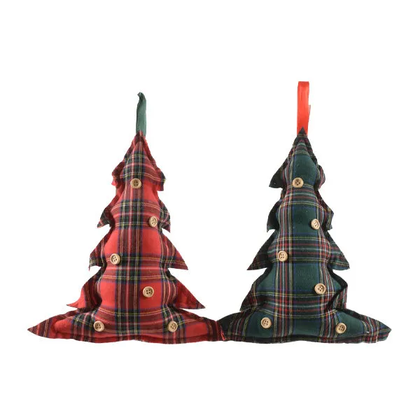 Albero Tessuto Tartan Da Appendere 26x26x6cm Ass.