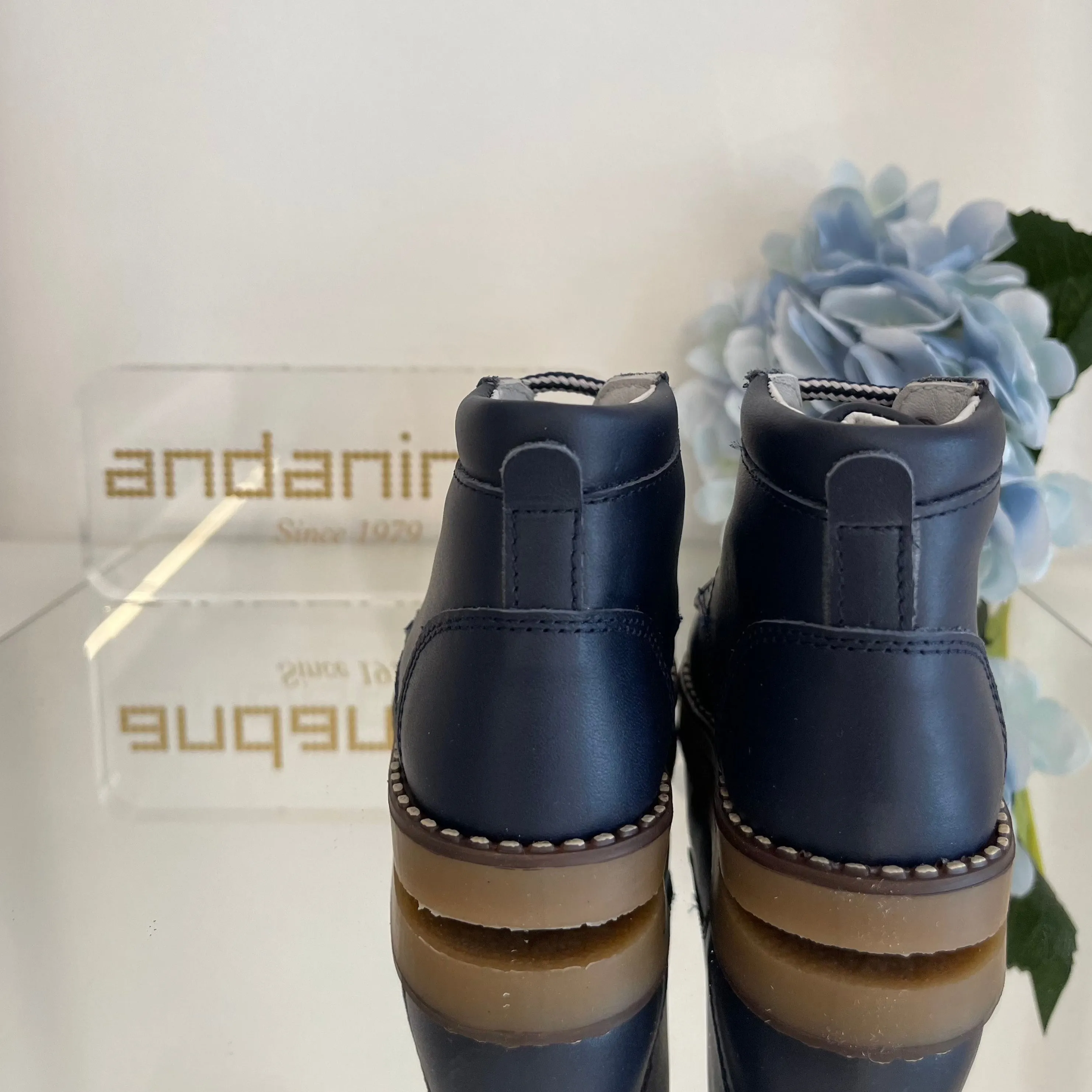 ANDANINES Stivaletto in pelle  morbida bimbo Blu con plantare anatomico