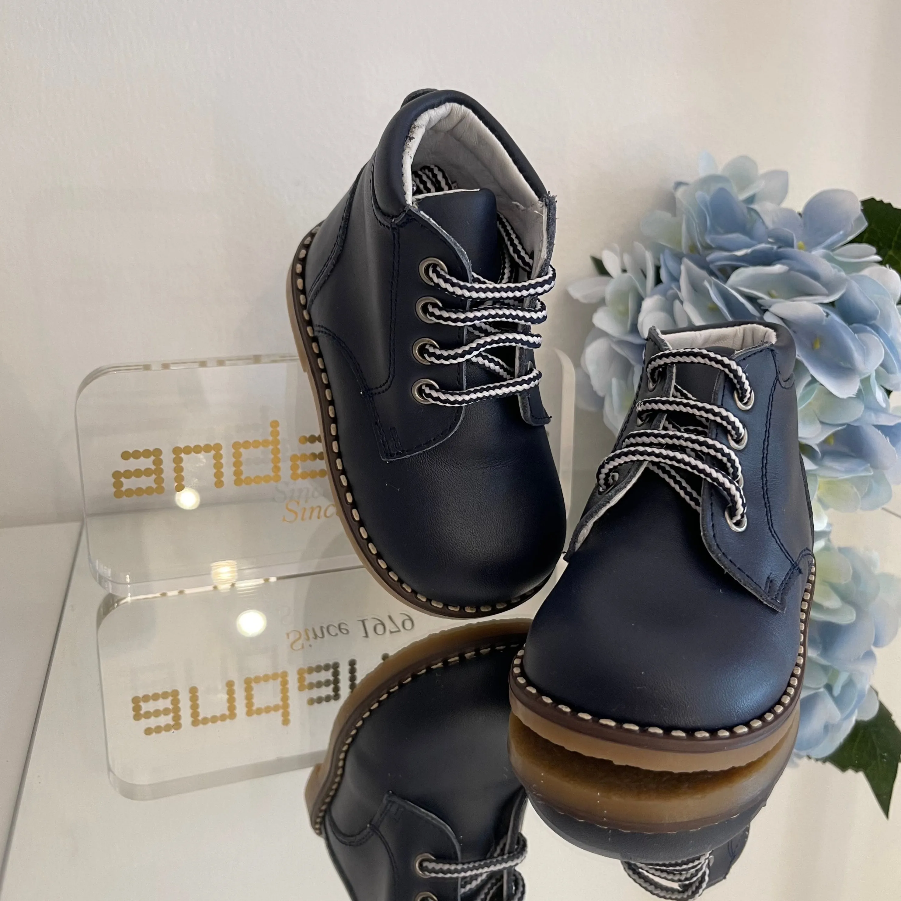 ANDANINES Stivaletto in pelle  morbida bimbo Blu con plantare anatomico