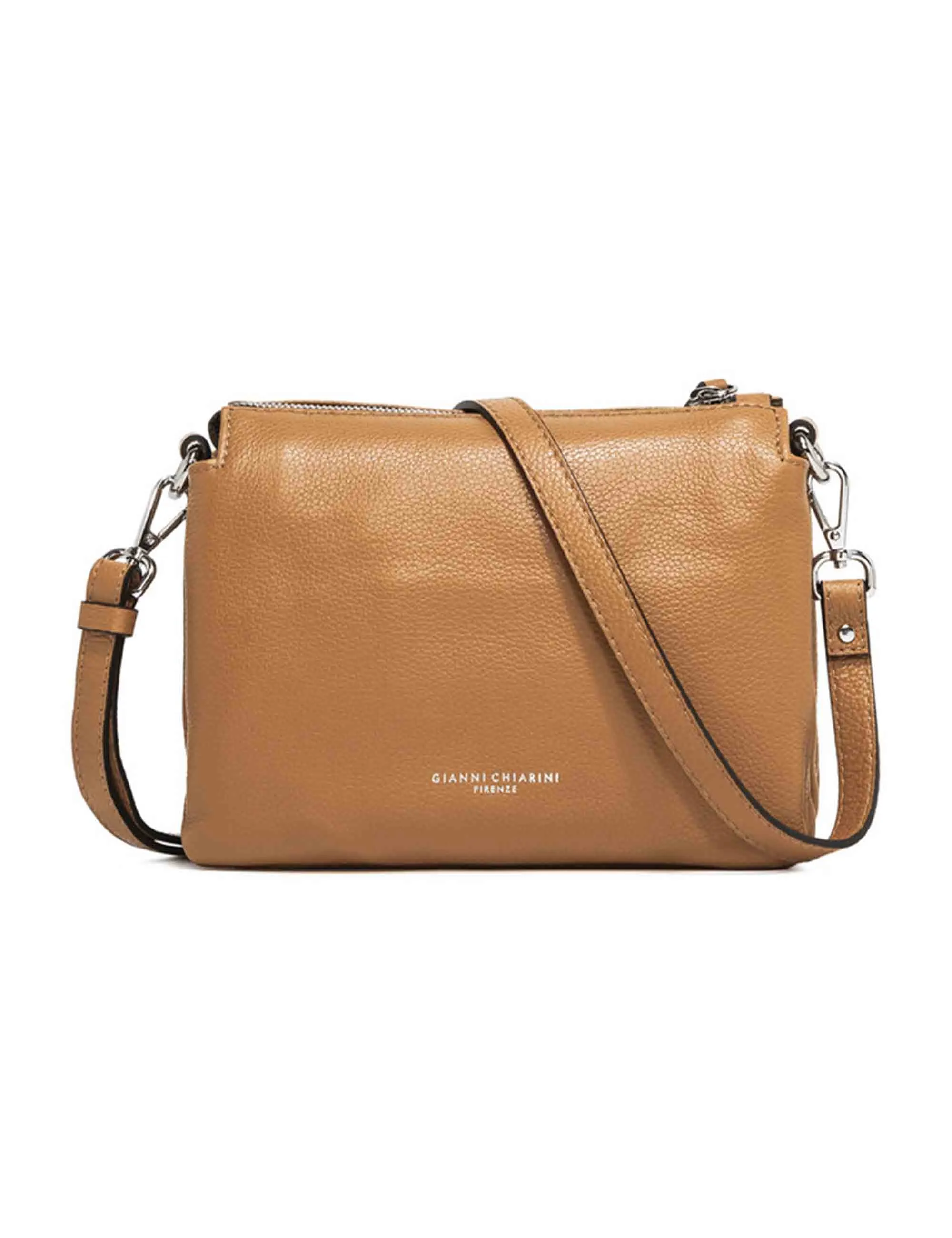 Borse donna pochette Three in pelle naturale con tracolla removibile in tono