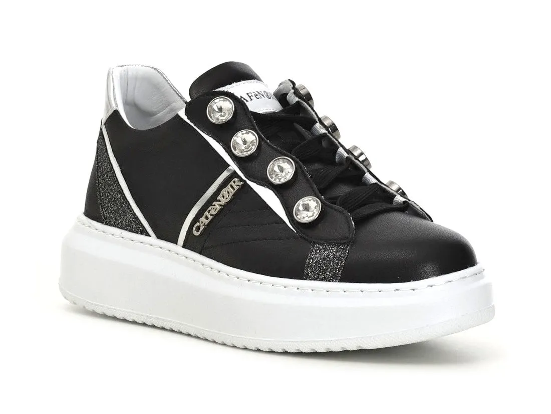 CafèNoir sneakers con strass tomaia pelle