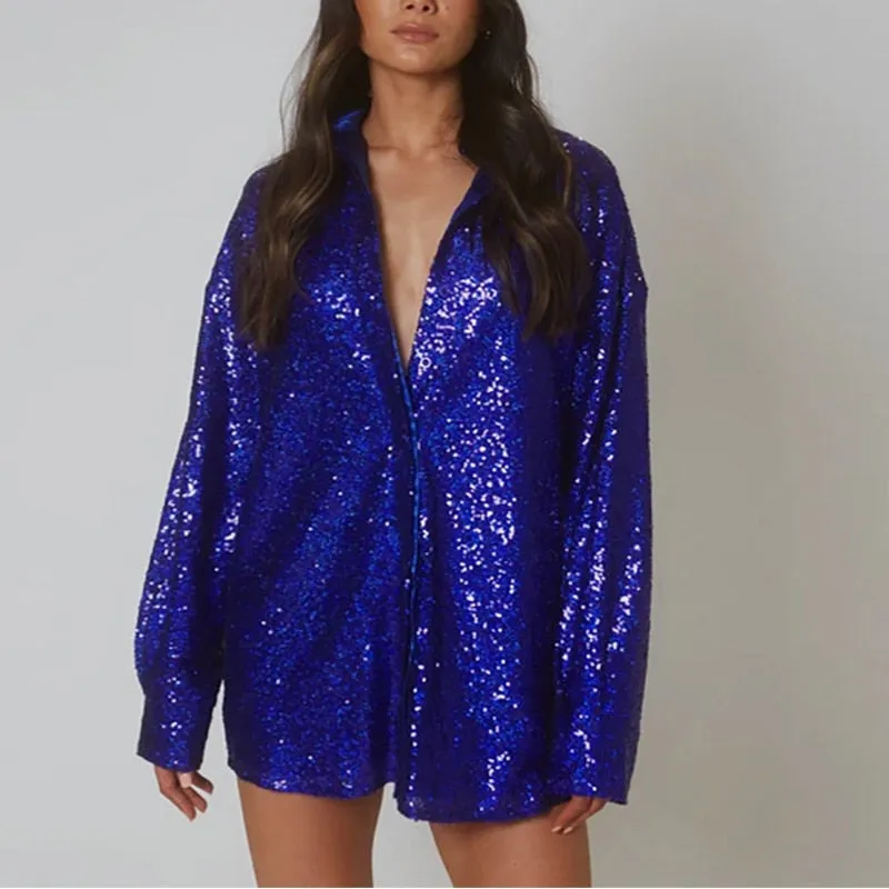 Camicia glitter paillettes oversize