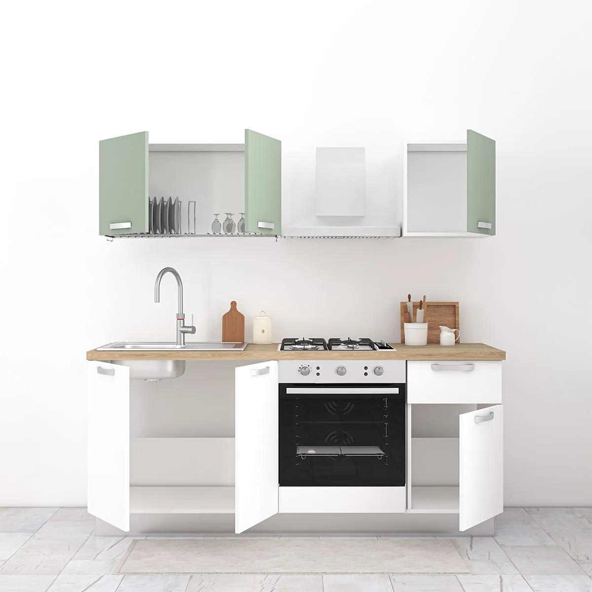 Cucina completa 195cm Athena, perfetta per arredare un appartamento, B&B o un Hotel