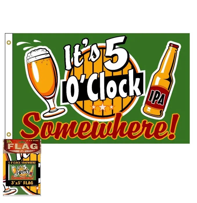 Daniel Smart 5 O'Clock Somewhere 3x5 Flag