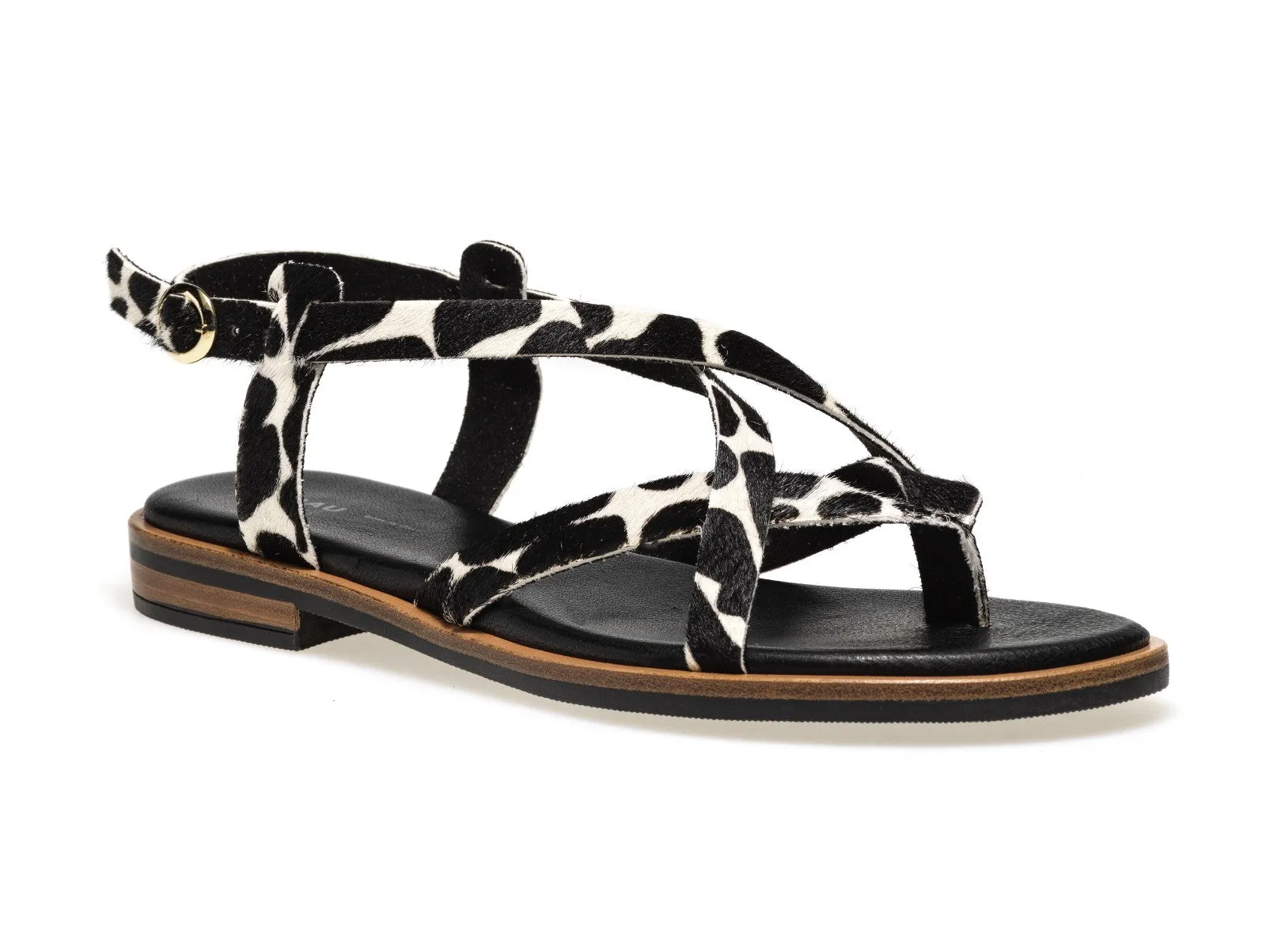 Frau sandali flat infradito animalier in tessuto