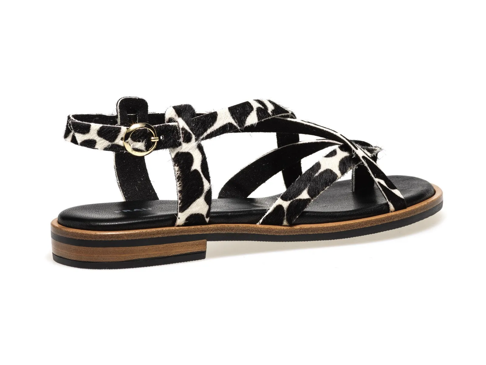 Frau sandali flat infradito animalier in tessuto