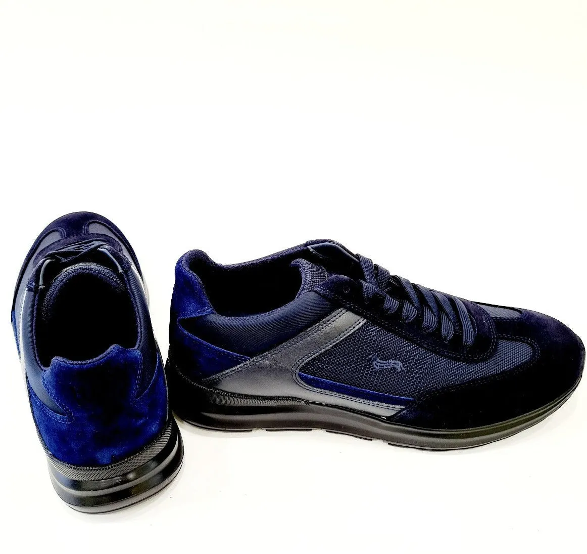 HARMONT&BLAINE SNEAKERS UOMO FONDO GOMMA ALTO 3,5 CM. CAMOSCIO BLU RIF.24