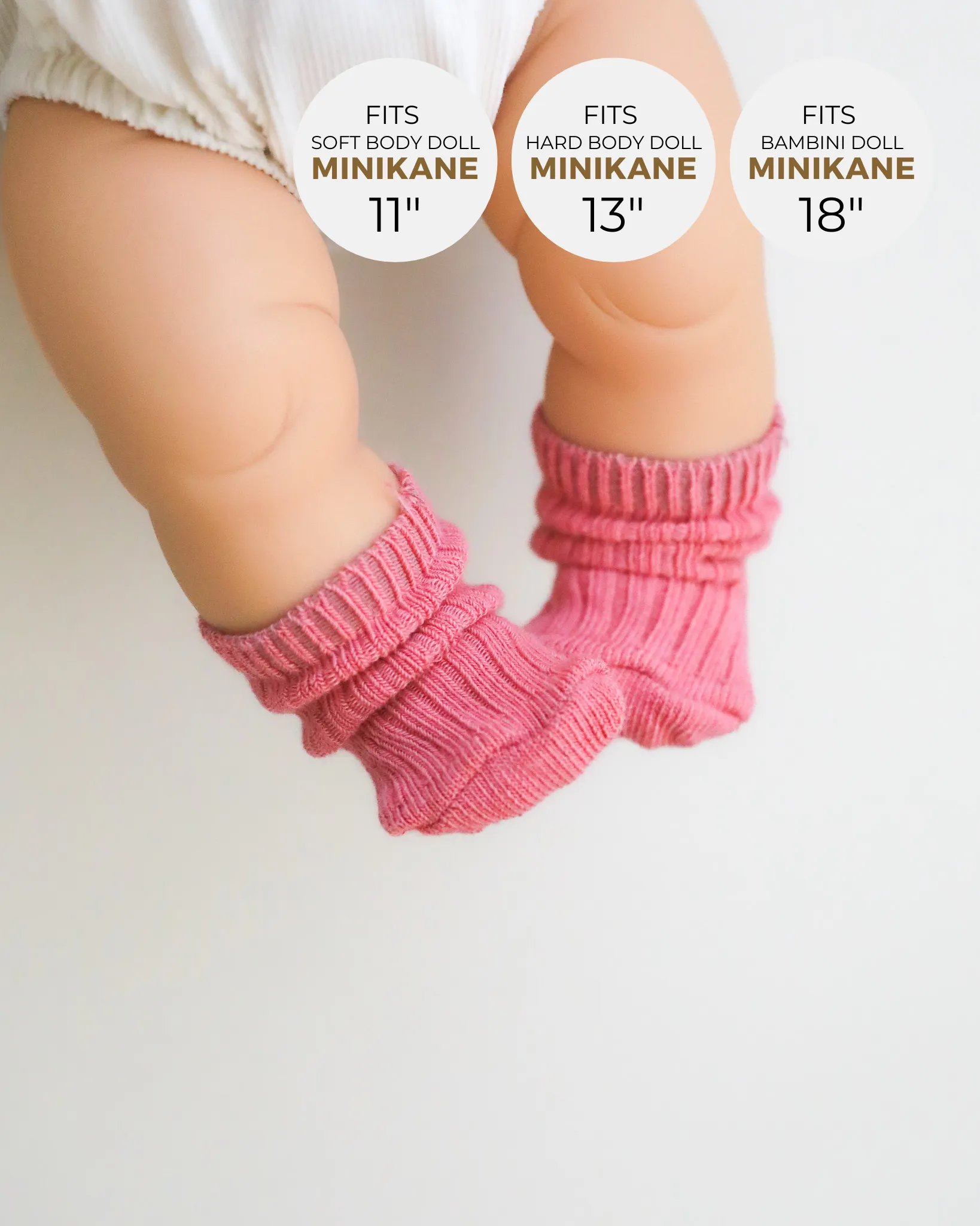 Minikane Doll Clothes | Doll Socks - Rose(1 Pair)