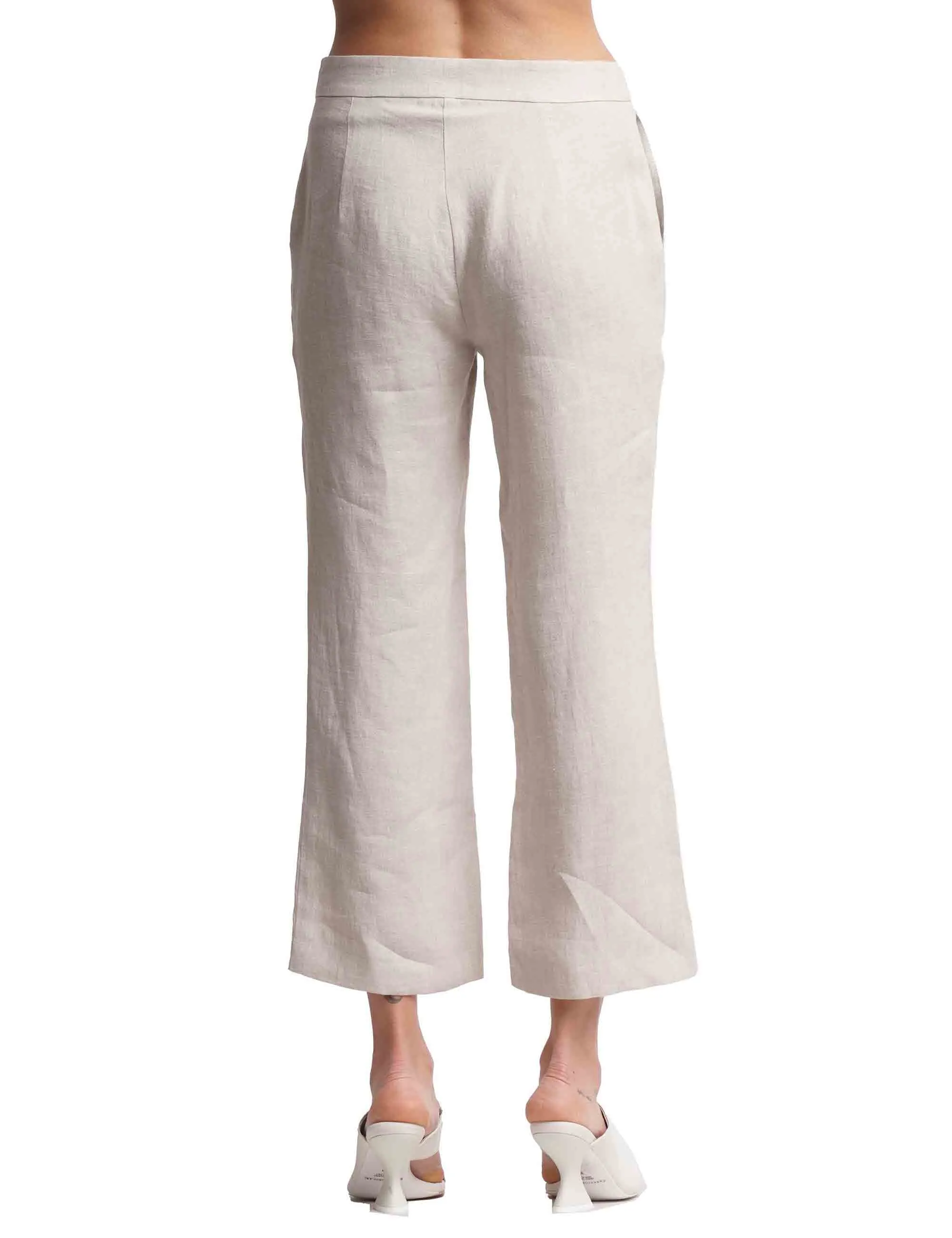 Pantaloni donna Délavé in puro lino beige