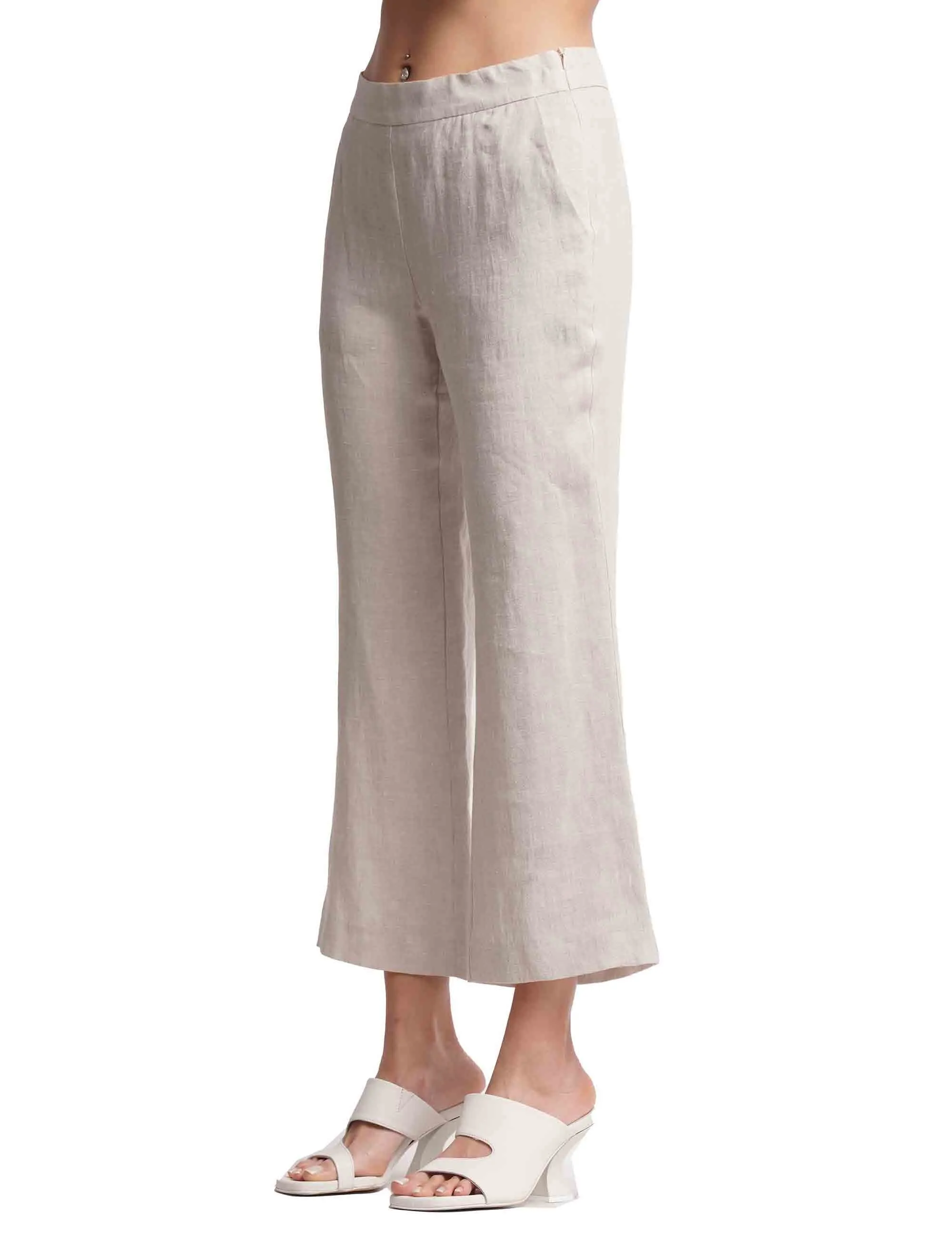 Pantaloni donna Délavé in puro lino beige