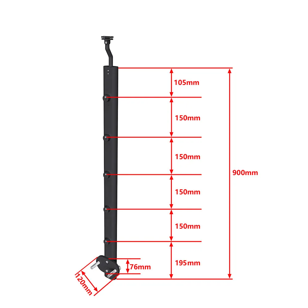 Ringhiera Parapetto in Alluminio Argento o Nero Opaco 100x100cm per interni ed esterni a Fissaggio a Parete