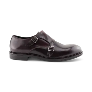 Scarpe doppia fibbia in pelle bordeaux