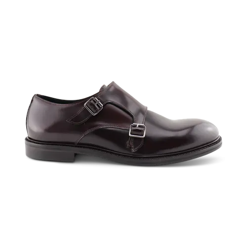 Scarpe doppia fibbia in pelle bordeaux